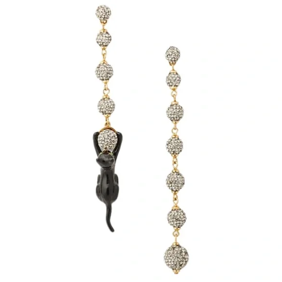 KATE SPADE • House Cat Linear Mismatched Crystal Earrings - Picture 1 of 5